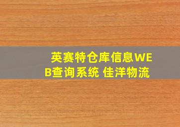 英赛特仓库信息WEB查询系统 佳洋物流